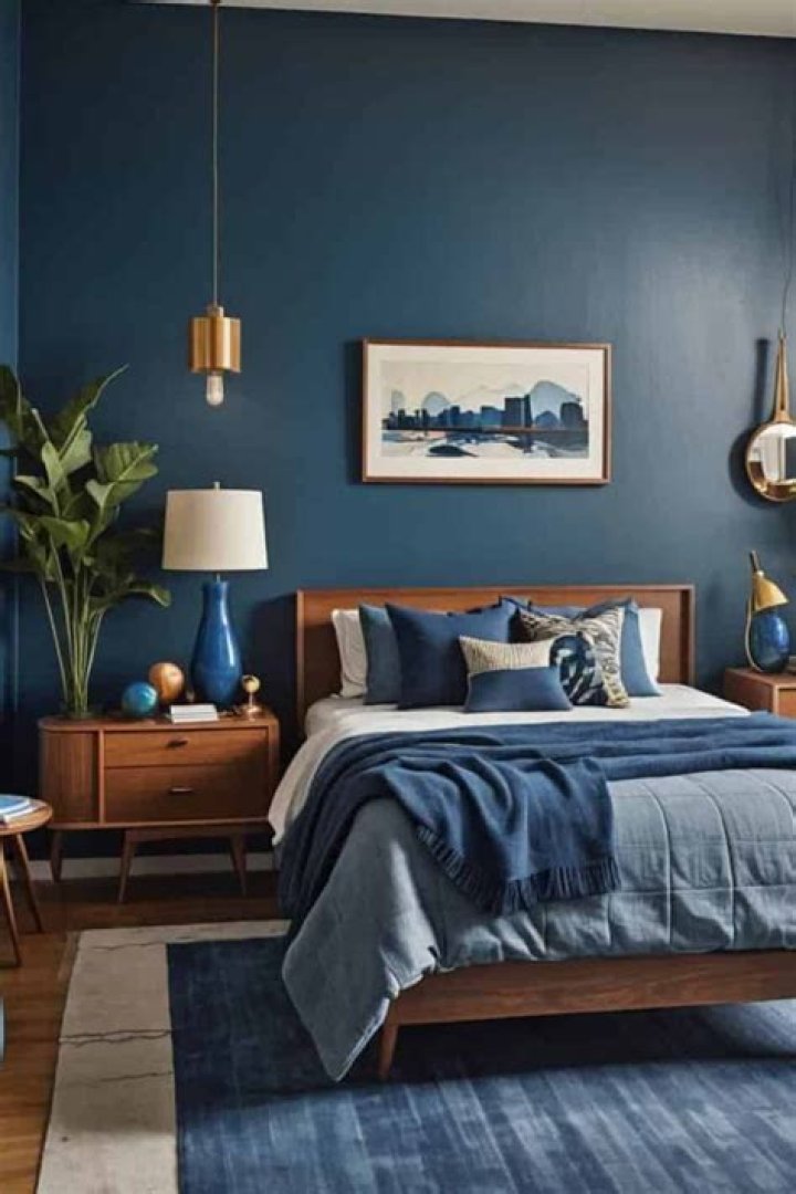 How can I decorate my bedroom with blue walls